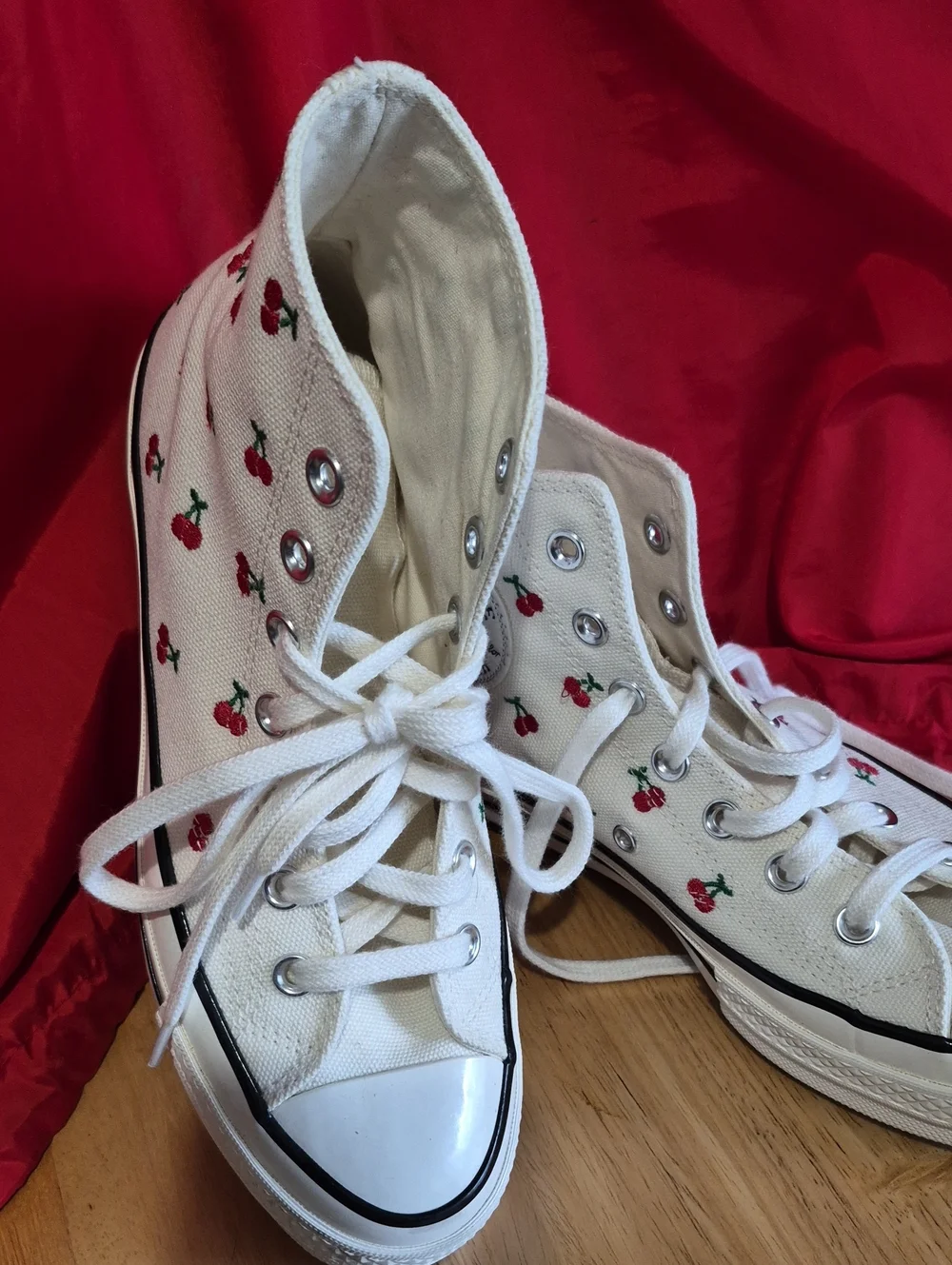 Chuck Taylor Converse ALL Stars High Top Sneakers With Cherries πππ - Picture 9 of 10